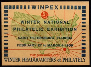 1939 US Cinderella 9th Annual Winpex Winter National Philatelic Exhibition Unuse