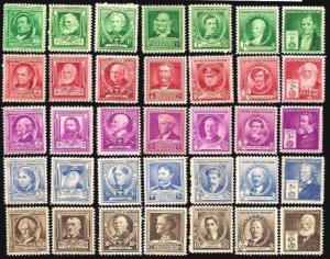 Sc 859 - 893 1940 Complete FAMOUS AMERICAN SET MNH 35 Stamps CV $33.10