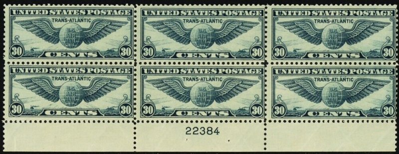 C24, Mint NH 30¢ Plate Block Of Six CV $110.00 * Stuart Katz