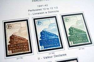 COLOR PRINTED FRANCE RAILWAYS POST 1892-1960 STAMP ALBUM PAGES (33 ill. pages)