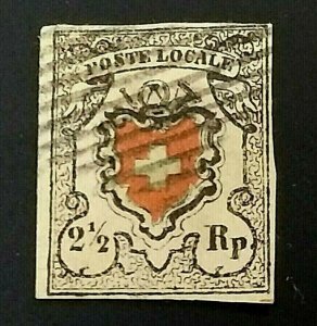 KAPPYSSTAMPS SWITZERLAND FEDERAL ADMIN #2 1850 2 1/2r CHOICE USED GS1117