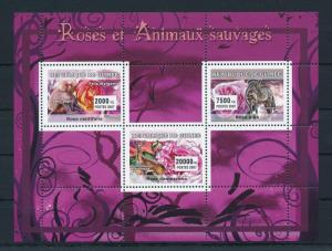 [26430] Guinea 2007 Wild Animals Monkey Zebra Roses MNH  Souvenir Sheet