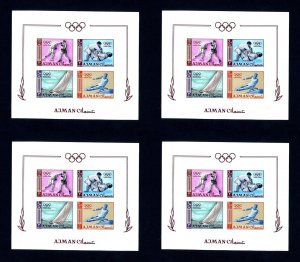 Lot of 4 Ajman # 36b 1964 Olympics Imperforate NH Souvenir Sheets - # 2