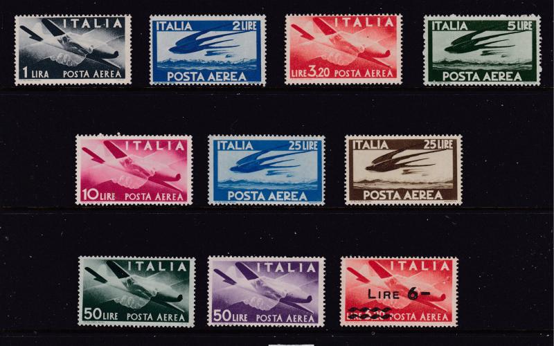 Italy a small lot of MH Air stamps from about late 1940's