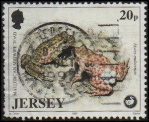 Jersey 806 - Used - 20p Mallorcan Midwife Toad (1997) (cv $0.55)