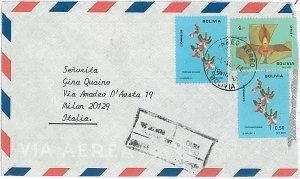 27357 - BOLIVIA - POSTAL HISTORY - AIRMAIL COVER to ITALY 1974 Flowers ORCHIDS