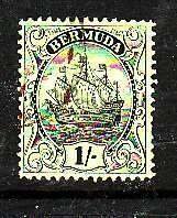 Bermuda-Sc#92- id6-used 1sh Caravel-Ships-1927-