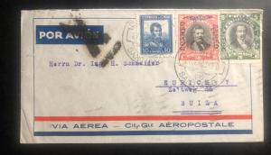 1933 Santiago Chile Airmail Cover To Zurich Switzerland Via Marseille