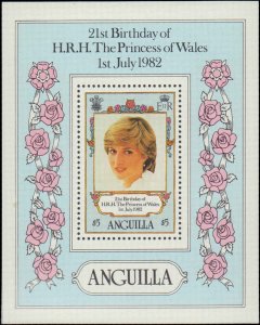 Anguilla #491, Complete Set, Souvenir Sheet, 1982, Royalty, Never Hinged