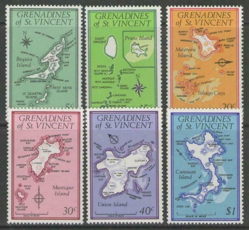 GRENADINES OF ST.VINCENT SG18/23 1974 MAPS MNH