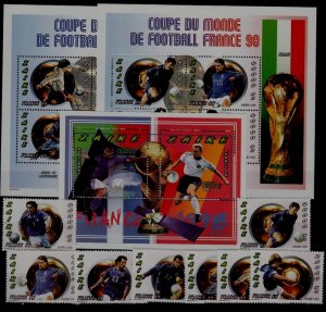 Zaire MNH lot Football-98/ 8v+3s/s