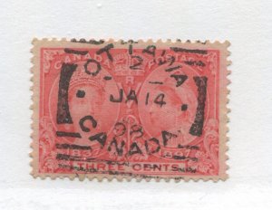 Canada 1897 3 cent Jubilee with Ottawa Jan 14th 1898 squared circle