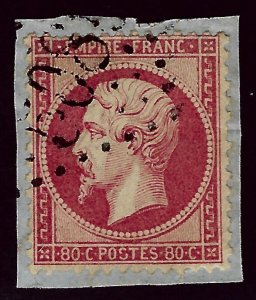 France SC#28 Used on piece F-VF SCV$37.50...Always Collectible!