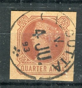 INDIA; 1890s-1900s early QV Local used Postal Stationary PIECE