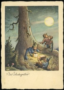 Slovenia German Occupation Marburg Maribor 1942 Dwarves Treasure Hunters Card