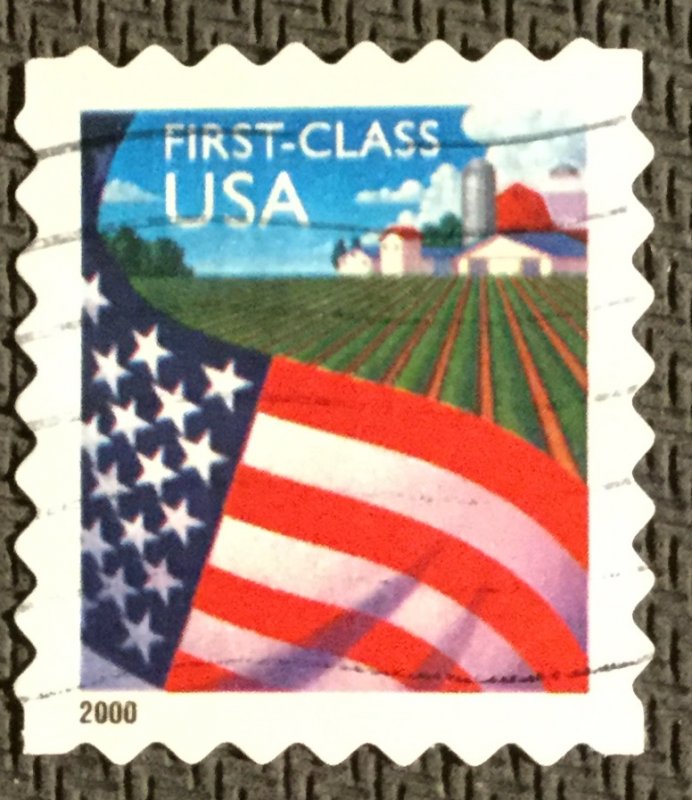 US #3450 Used Booklet Single Flag Over Farm SCV $.25