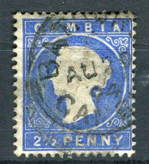 GAMBIA; 1886 early classic QV Crown CA issue fine used Shade of 4d. value, 