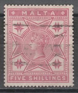 MALTA 1886 QV 5/- USED 