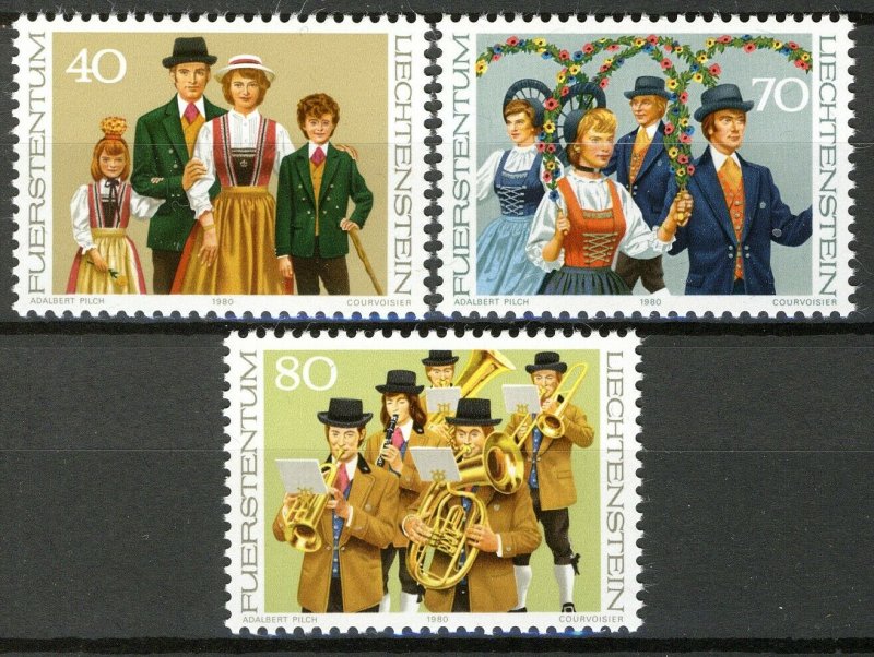 Liechtenstein 1980, Liechtenstein costumes (II) set VF MNH, Mi 754-56 cat 3,5€