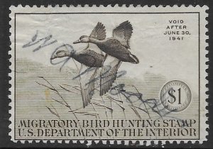 US RW7 1940 $1.00  Fed duck stamp fine used