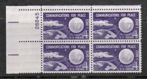 USA Plate Block # 1173 - M/NH - ECHO L Communications for Peace - UL Plate 26845