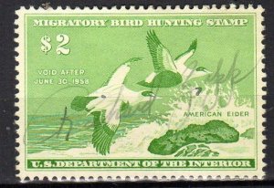 US RW24 Duck stamp used, hinge remnant