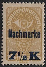 AUSTRIA 1921 Postage Due Sc J102  7 1/2k on 15h  Mint NH  VF