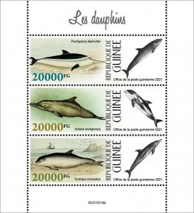 Guinea 2021 MNH Marine Animals Stamps Dolphins La Plata Bottlenose Dolphin 3v MS