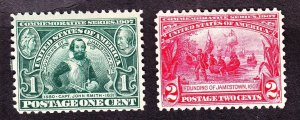 US 328-329 Jamestown Exposition Mint F-VF OG NH SCV $140