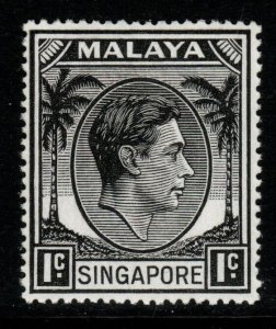 SINGAPORE SG16 1952 1c BLACK p17½x18 MTD MINT