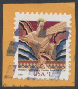 USA Sc# 3766a  Used SA on piece Wisdom Rockefeller see details / scan