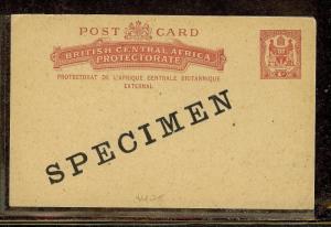 BRITISH CENTRAL AFRICA (P1210B) PSC 1D ARMS OVPT SPECIMEN