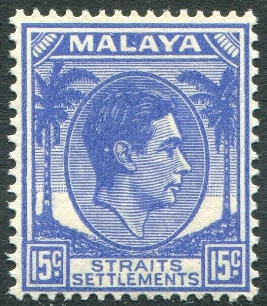 STRAITS SETTLEMENTS-1941 15c Ultramarine Sg 298 UNMOUNTED MINT V50212