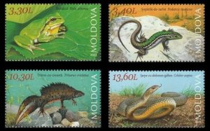 Moldova 2023 Fauna Reptiles and Amphibians set of 4 stamps MNH