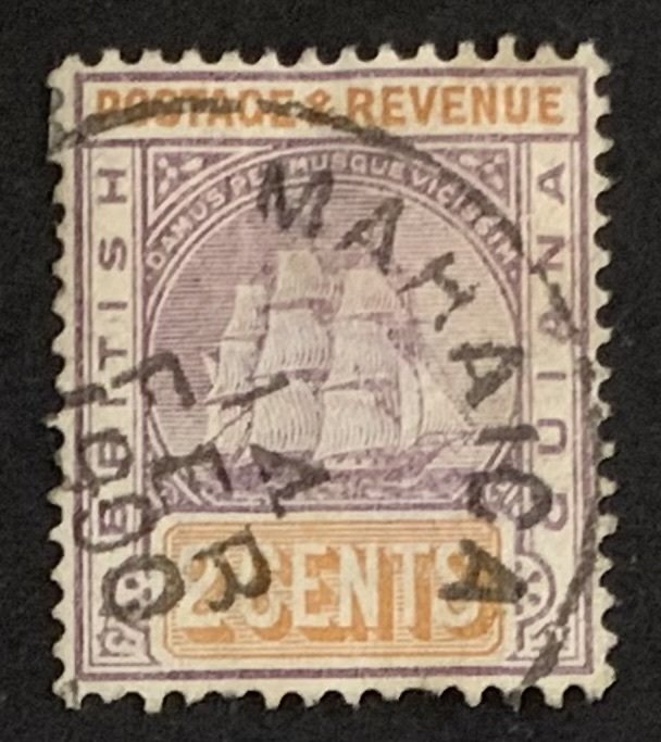 BRITISH GUIANA 1890 2c MAHAICA CANCELLATION
