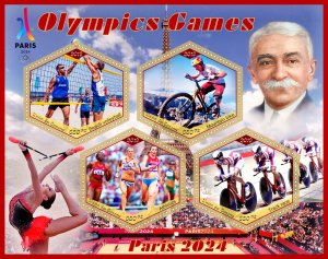 Stamps. Olympic games Paris 2024 2019 year 1+1 sheets perforated