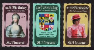 St. Vincent 21st Birthday of Princess of Wales 3v 1982 MNH SG#694-696