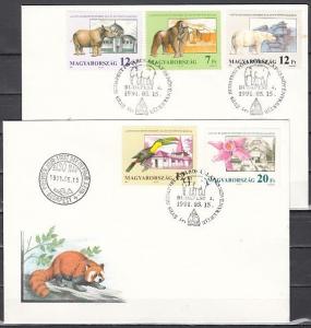 Hungary, Scott cat. 3288-3292. Zoo issue with Orchid value. 2 First day covers.^