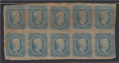 1863-64 Confederate States Of America CSA 11 or 12 MNH OG Block Of 10! (BR78)