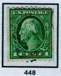 SC# 448 - (1c) - Washington, green, Rotary Press, perf 10 Horiz, used single