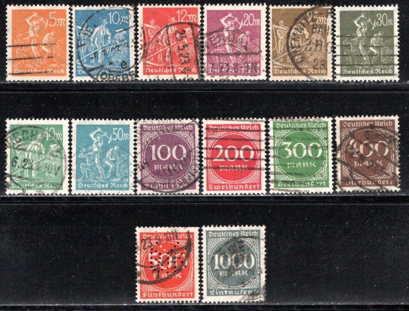 Germany Reich Scott # 221 - 234, used, cpl set