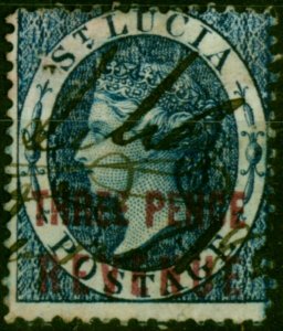 St Lucia 1882 3d Deep Blue SGF15 Good Used