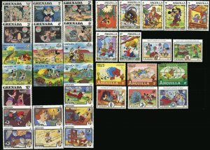 Grenada Anguilla St.Vincent Disney Animation Topical Mickey Mouse Snow White MNH