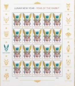 2023 Year of The Rabbit Forever stamps 5 sheets total 100pcs