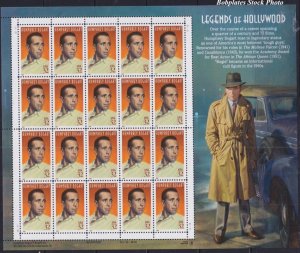 BOBPLATES #3152 Humphrey Bogart Sheet of 20 VF NH SCV=$17.5