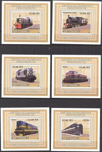 {390} Mozambique 2009 History of Trains III 6 S/S Deluxe MNH**