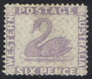 WESTERN AUSTRALIA 1882 SWAN 6D WMK CROWN CA PERF 14