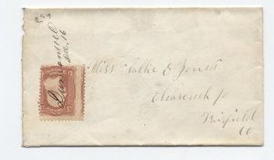 1860s Dumontville OH #65 cover manuscript postmark [h.4921]
