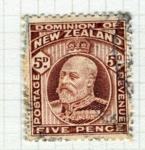 NEW ZEALAND; 1909 early Ed VII issue fine used Shade of 5d. value