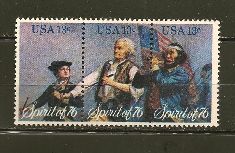 USA 1631a Bicentennial Spirit of '76 Se-tenant Strip of 3 MNH